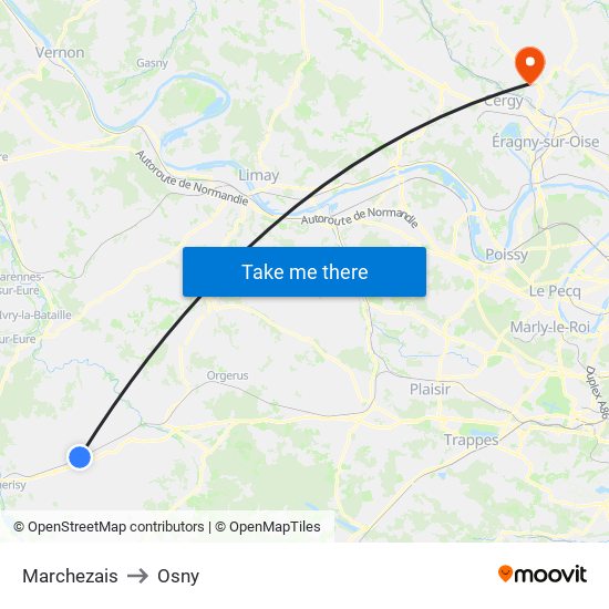 Marchezais to Osny map