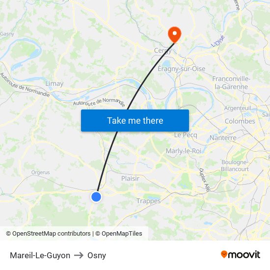 Mareil-Le-Guyon to Osny map
