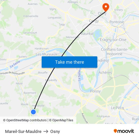 Mareil-Sur-Mauldre to Osny map