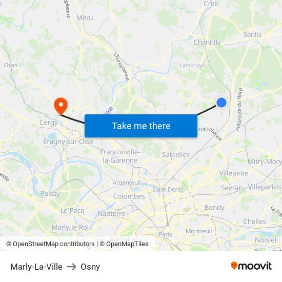 Marly-La-Ville to Osny map