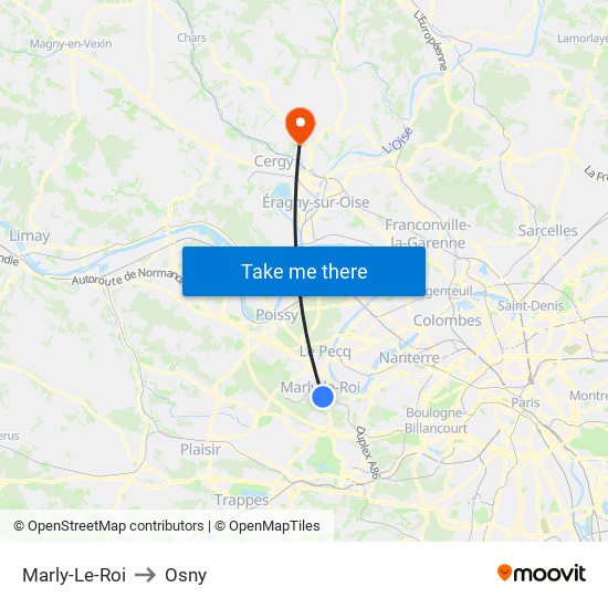 Marly-Le-Roi to Osny map