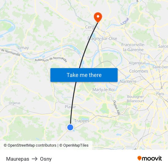 Maurepas to Osny map