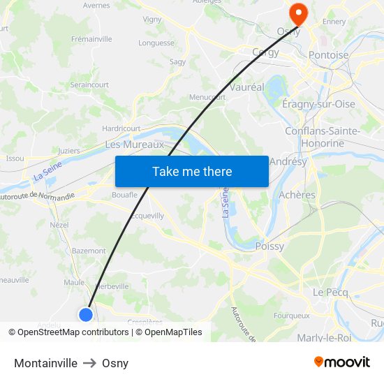 Montainville to Osny map