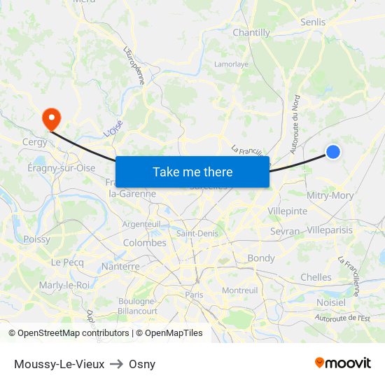 Moussy-Le-Vieux to Osny map