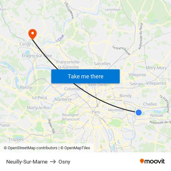 Neuilly-Sur-Marne to Osny map