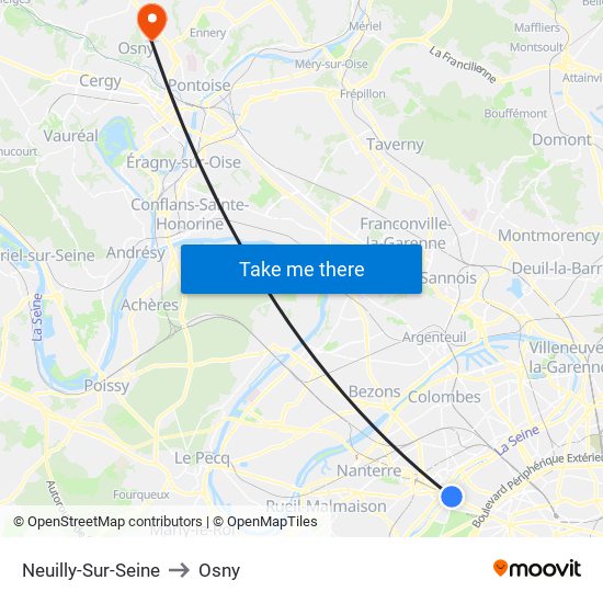 Neuilly-Sur-Seine to Osny map