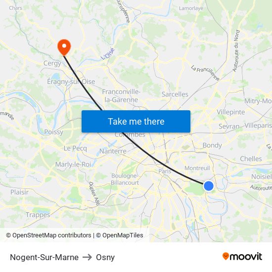 Nogent-Sur-Marne to Osny map