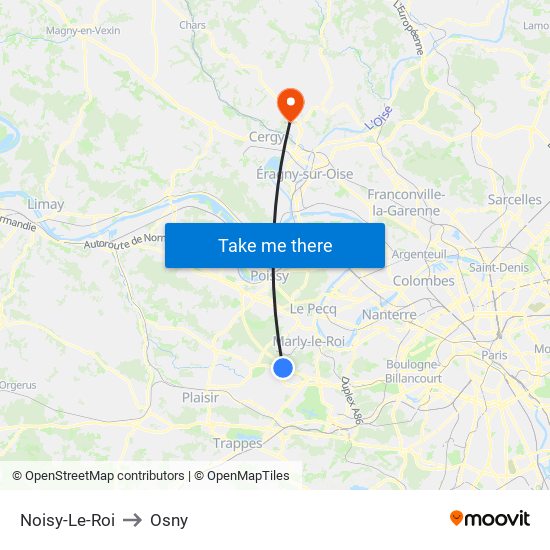 Noisy-Le-Roi to Osny map