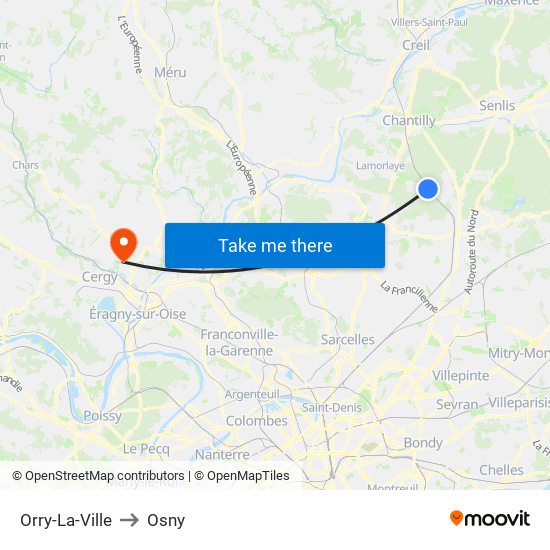 Orry-La-Ville to Osny map