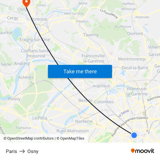 Paris to Osny map