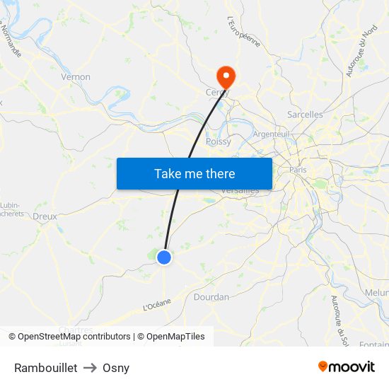 Rambouillet to Osny map