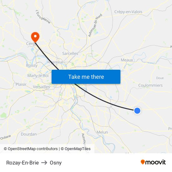 Rozay-En-Brie to Osny map