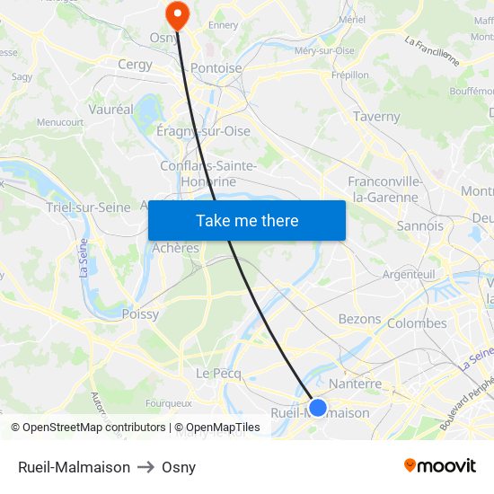 Rueil-Malmaison to Osny map