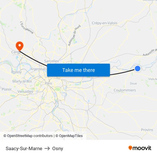 Saacy-Sur-Marne to Osny map