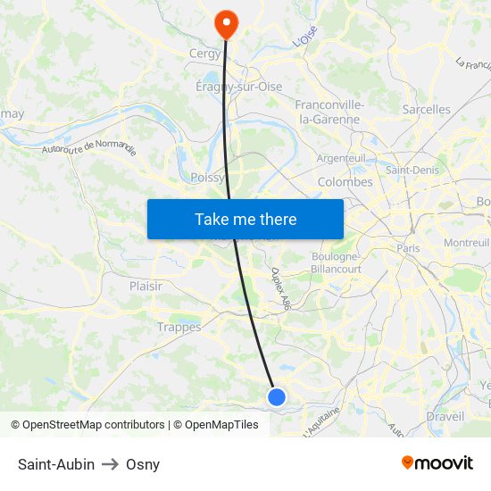 Saint-Aubin to Osny map