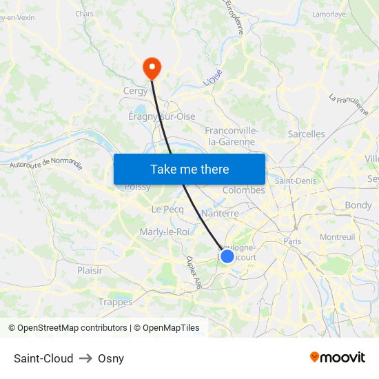 Saint-Cloud to Osny map
