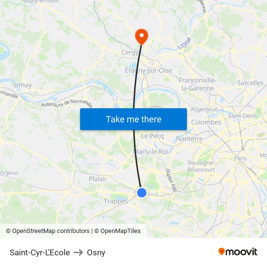 Saint-Cyr-L'Ecole to Osny map