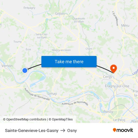 Sainte-Genevieve-Les-Gasny to Osny map