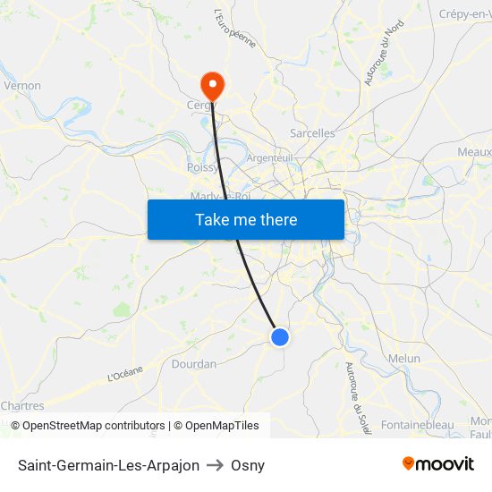 Saint-Germain-Les-Arpajon to Osny map