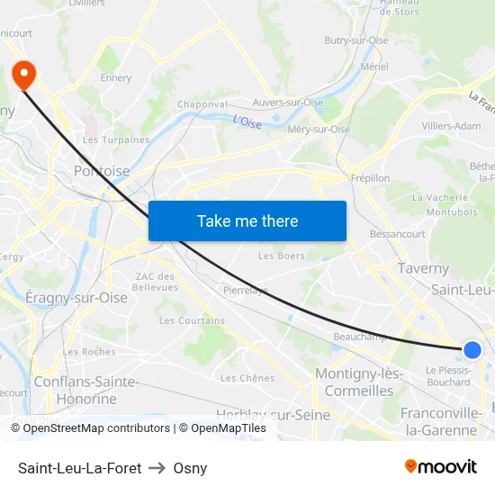 Saint-Leu-La-Foret to Osny map