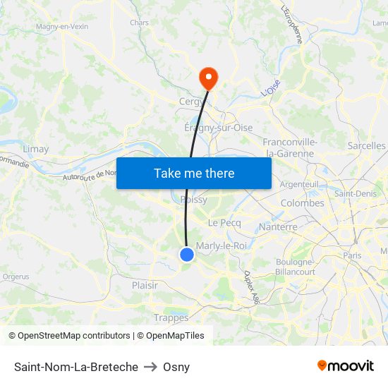 Saint-Nom-La-Breteche to Osny map