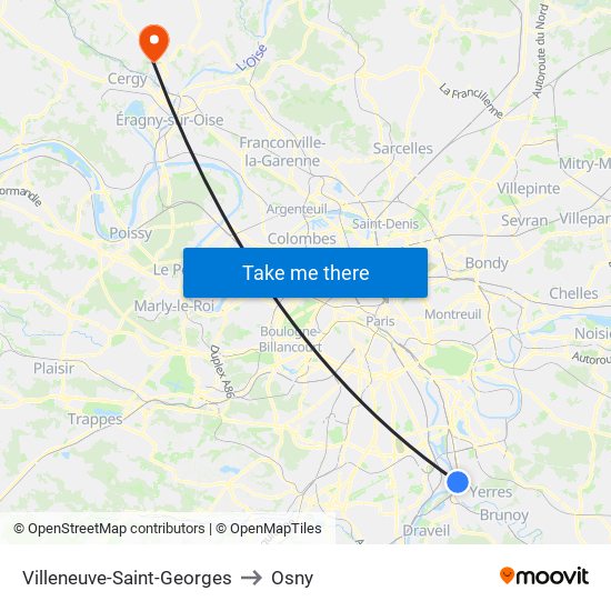 Villeneuve-Saint-Georges to Osny map