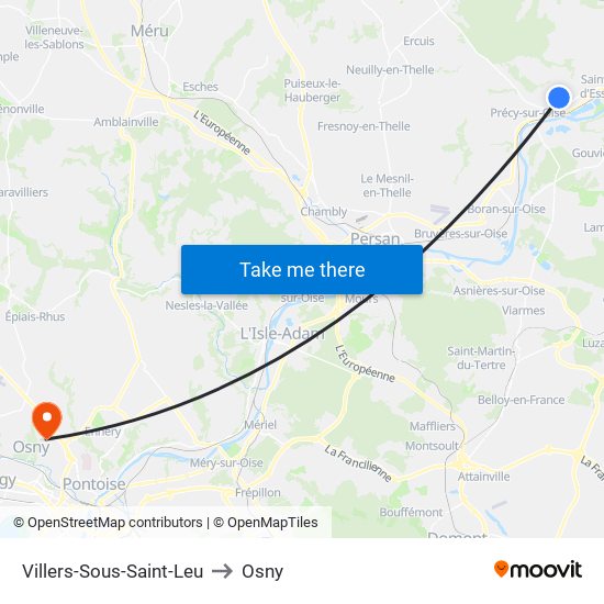 Villers-Sous-Saint-Leu to Osny map