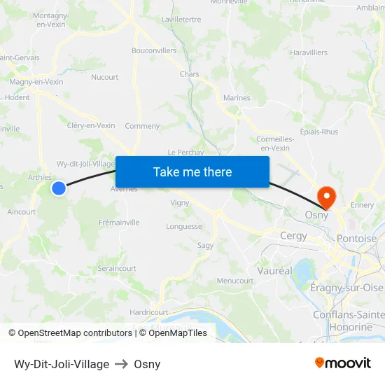 Wy-Dit-Joli-Village to Osny map