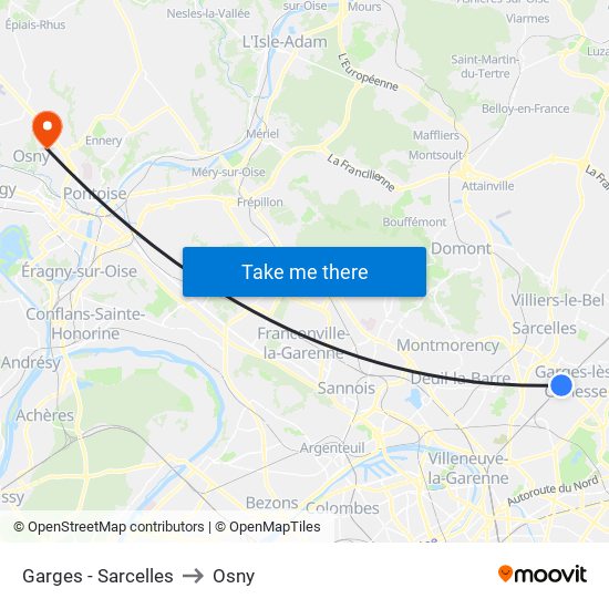 Garges - Sarcelles to Osny map