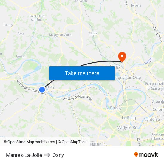 Mantes-La-Jolie to Osny map