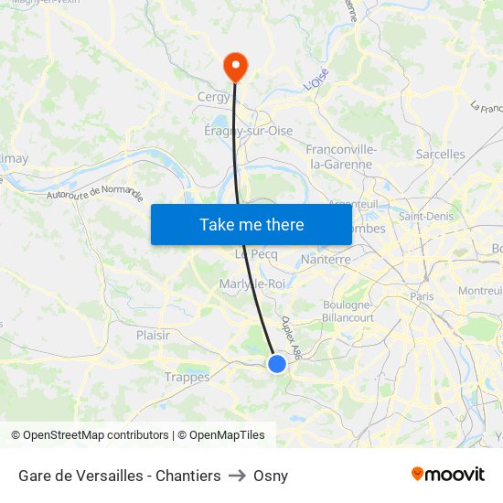 Gare de Versailles - Chantiers to Osny map