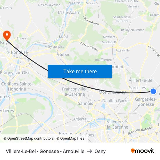 Villiers-Le-Bel - Gonesse - Arnouville to Osny map