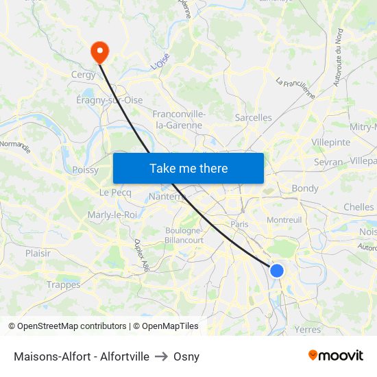 Maisons-Alfort - Alfortville to Osny map