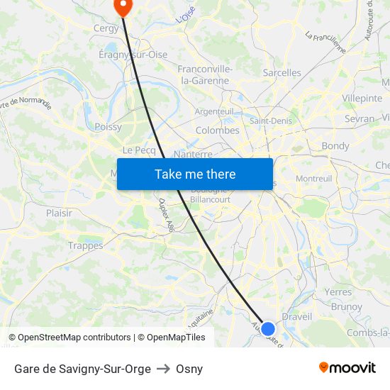 Gare de Savigny-Sur-Orge to Osny map