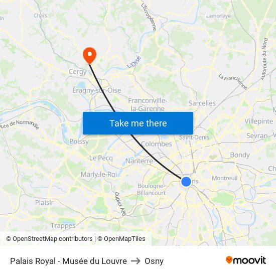 Palais Royal - Musée du Louvre to Osny map