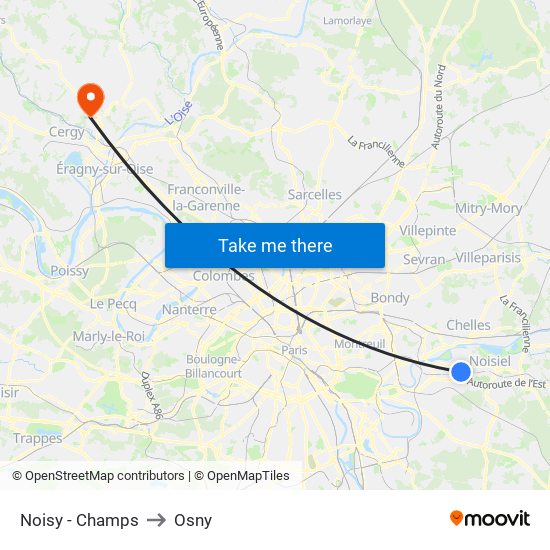 Noisy - Champs to Osny map