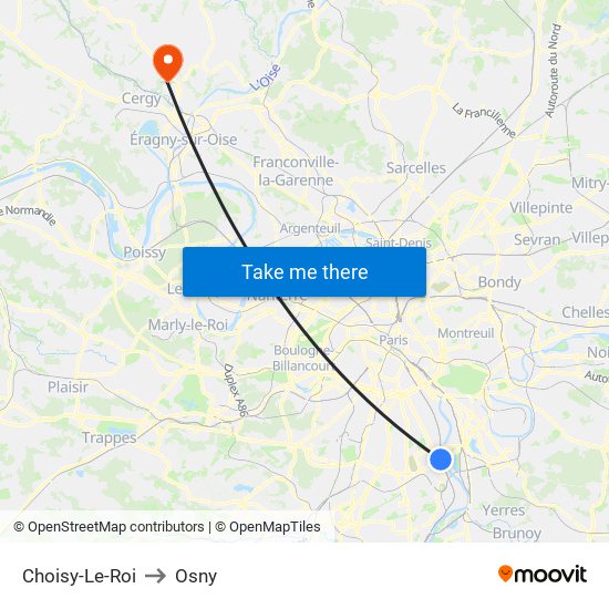 Choisy-Le-Roi to Osny map