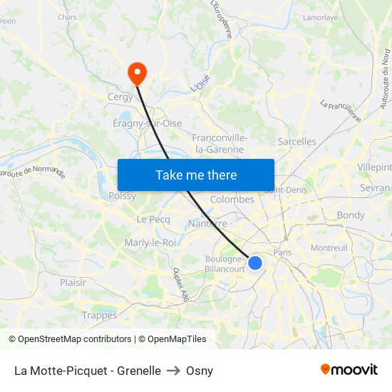 La Motte-Picquet - Grenelle to Osny map