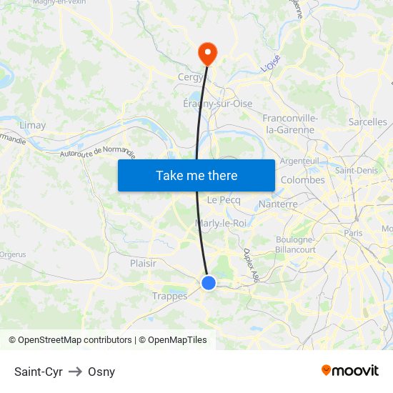 Saint-Cyr to Osny map