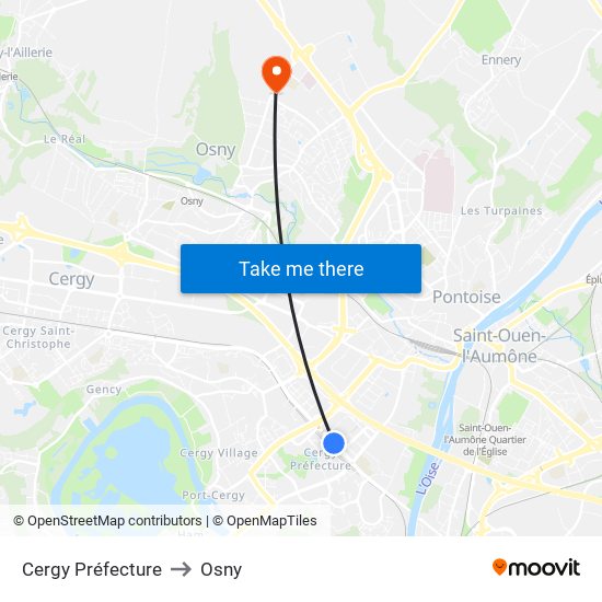 Cergy Préfecture to Osny map