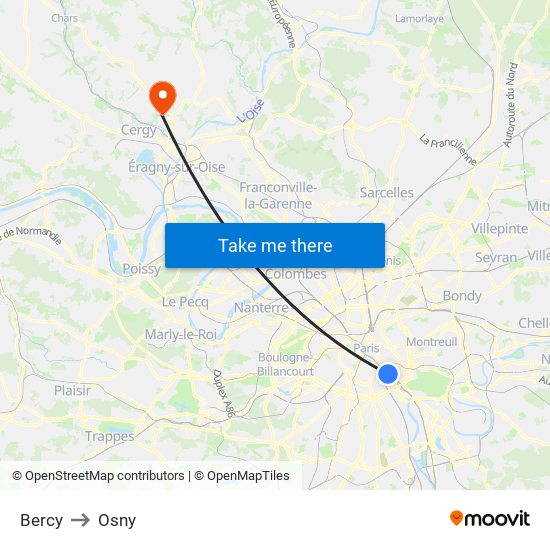 Bercy to Osny map