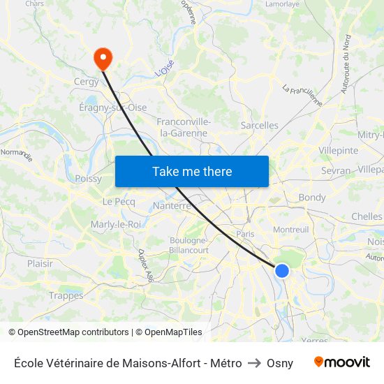 École Vétérinaire de Maisons-Alfort - Métro to Osny map