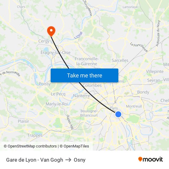 Gare de Lyon - Van Gogh to Osny map