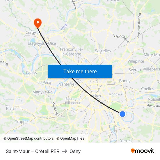 Saint-Maur – Créteil RER to Osny map