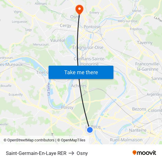 Saint-Germain-En-Laye RER to Osny map