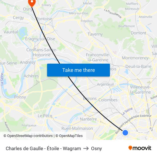 Charles de Gaulle - Étoile - Wagram to Osny map