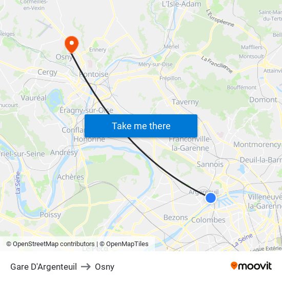 Gare D'Argenteuil to Osny map