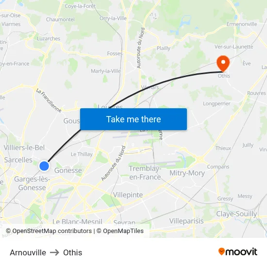 Arnouville to Othis map