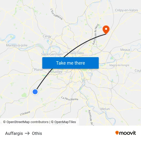 Auffargis to Othis map