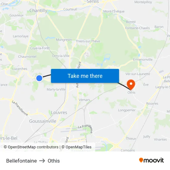 Bellefontaine to Othis map